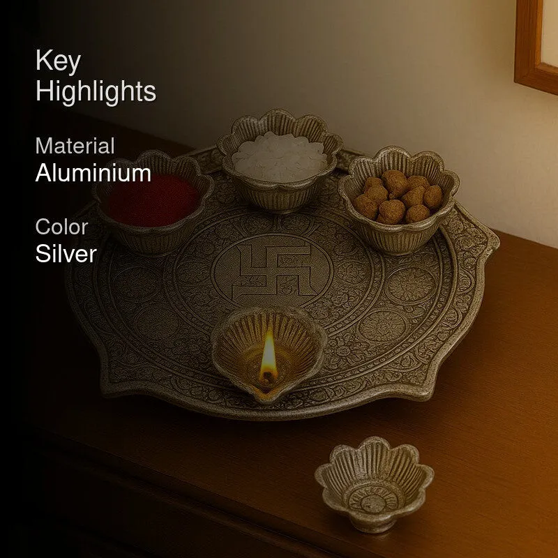 Anantya Pooja Thali Set - Silver media 2
