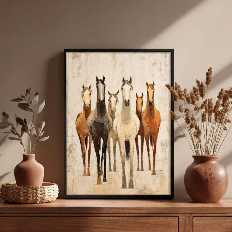 Dynamic Horse Wall Painting With Black Frame media 6