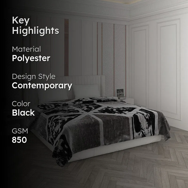 Monte Carlo Mosaic Diamond Blanket (Black) - 850 GSM media 2