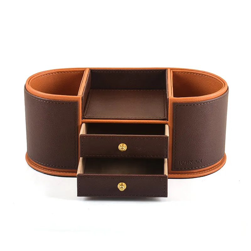 Tisca Curve Faux Leather Desk Organizer - Brown media 3