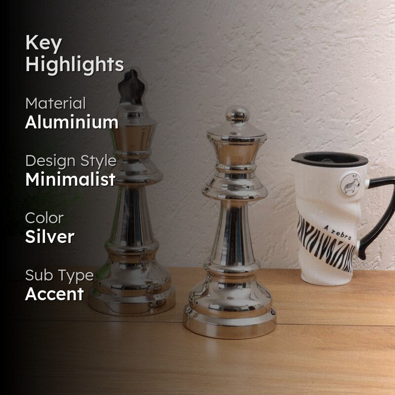 Chess Charm King & Queen Showpiece - Silver media 2
