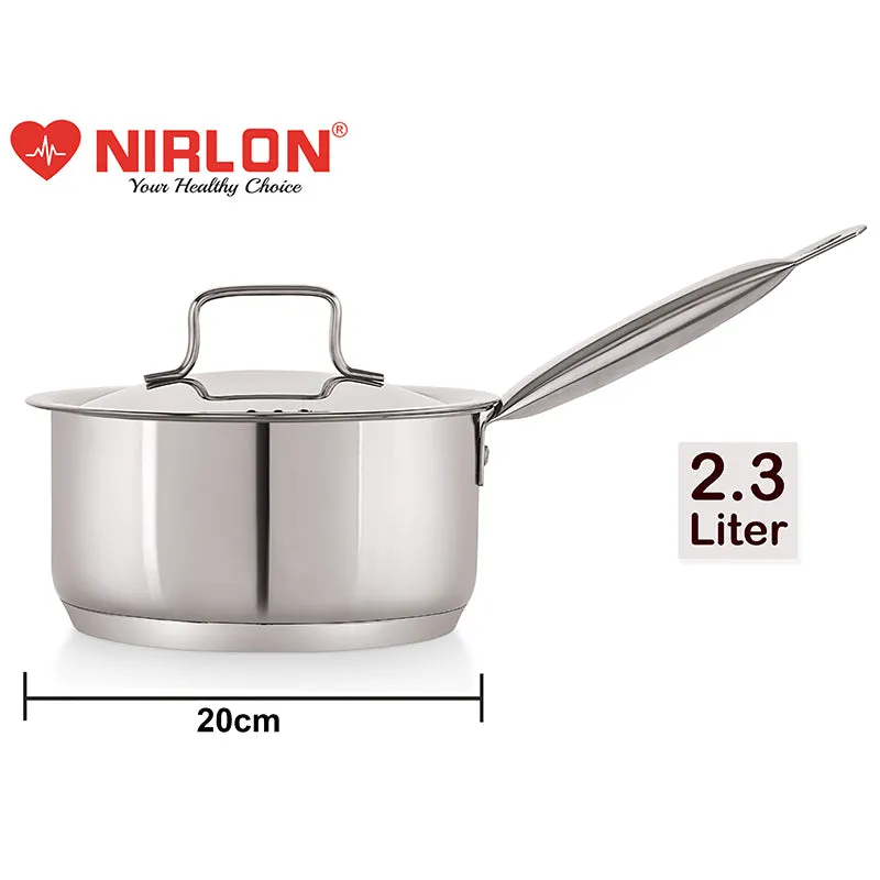 Nirlon Steel Saucepan With Lid - 2300 ML/7 Inches media 7