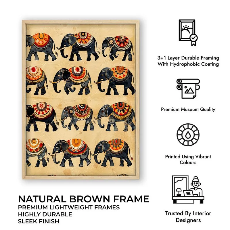 Hathira Canvas Wall Painting With Brown Frame media 11
