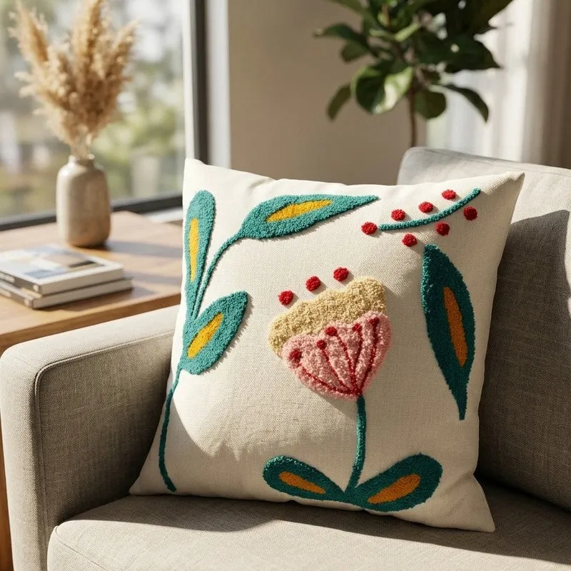 Stitch Bloom Tufted Cotton Cushion Cover media 3