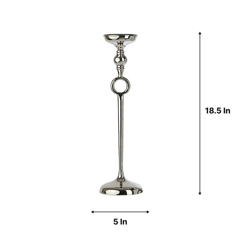 Luna Pillar Candle Holder (Silver) - Large media 6