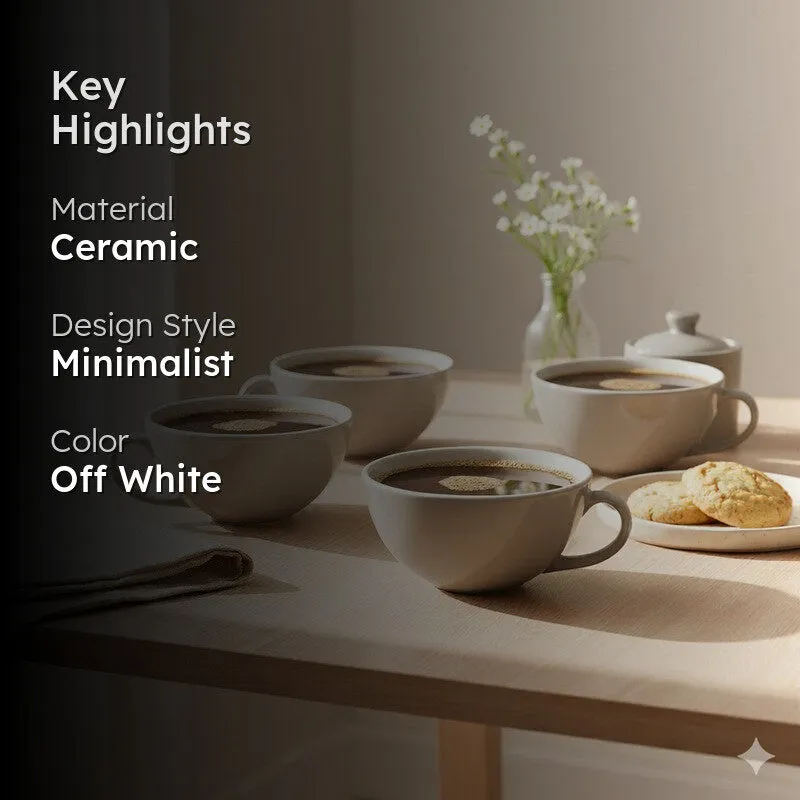 Nova Ceramic Tea Cup (240 mL Each) - Set Of Four media 2
