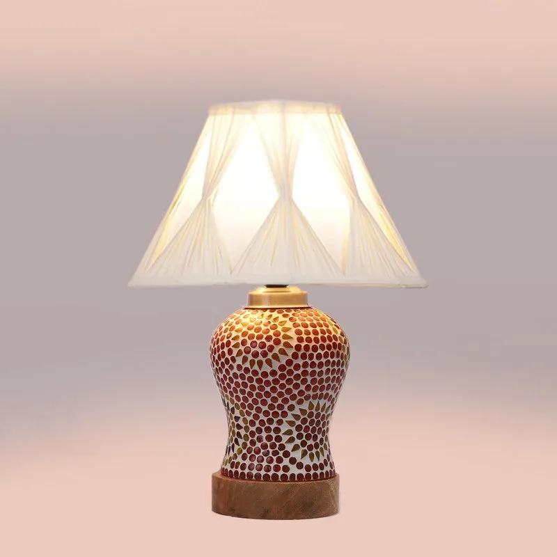 Aranya Smocked Wooden Table Lamp - Multicolor media 6