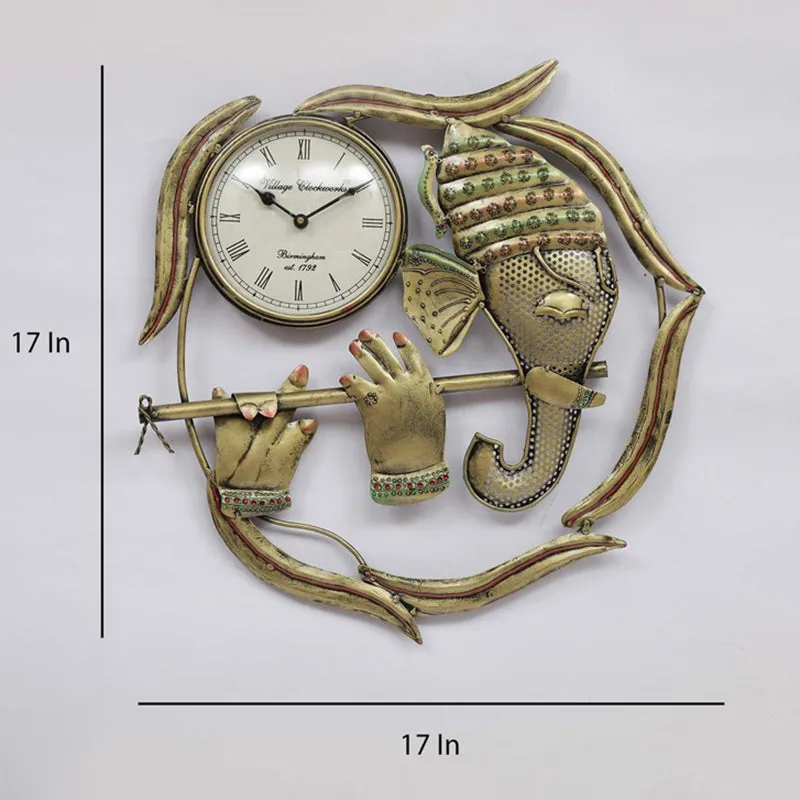 Ganesha with Flute Decorative Wall Clock media 5