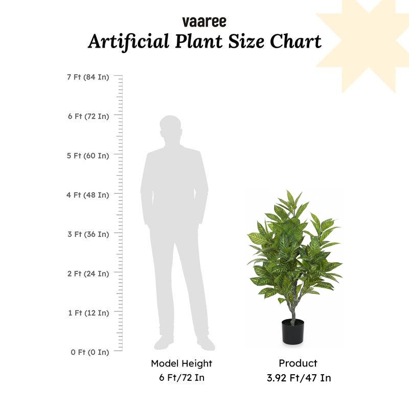 Faux Yellow Zebra Plant With Black Plastic Pot - 3.94 ft media 7