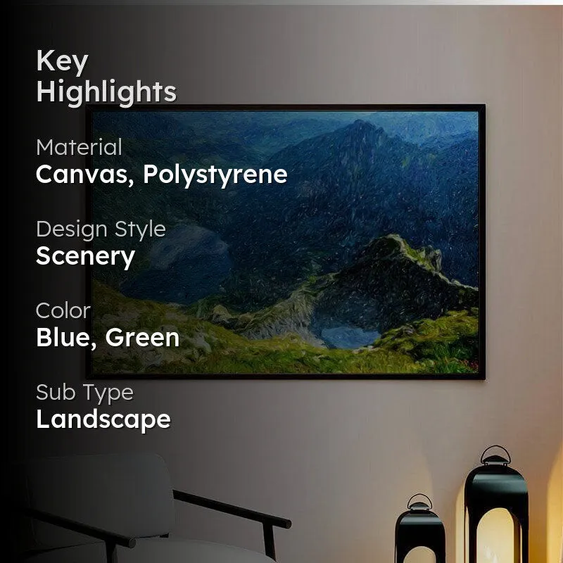 Mountain Landscape Canvas Painting - Black Frame media 2