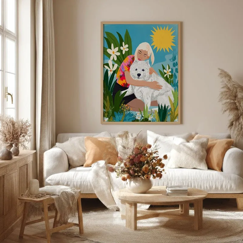 Sunlit Embrace Canvas Wall Painting - Brown Frame media 4