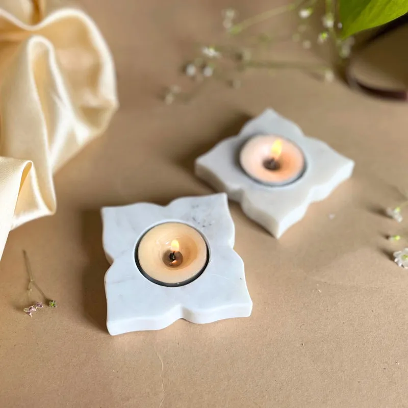 Eudora Flora Handcrafted Marble Tealight Candle Holder - Set Of Two media 4