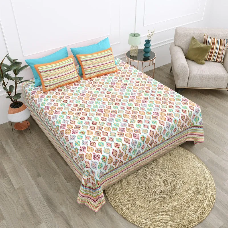 Royal Blend Cotton Bedsheet (Blue,Pink) - 120 TC media 3