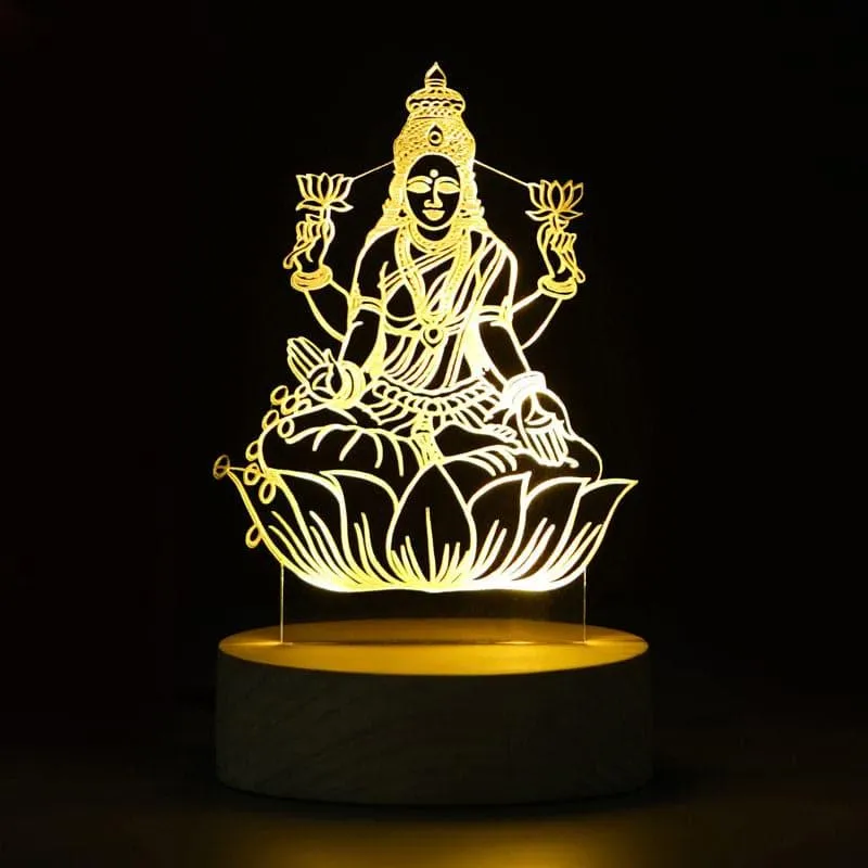Goddess Saraswati LED Acrylic Table Lamp - Brown media 1