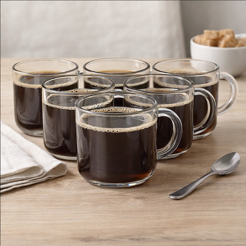 Pasabahce Glass Tea Cup (245 mL Each) - Set of Six - 245 ML Each
