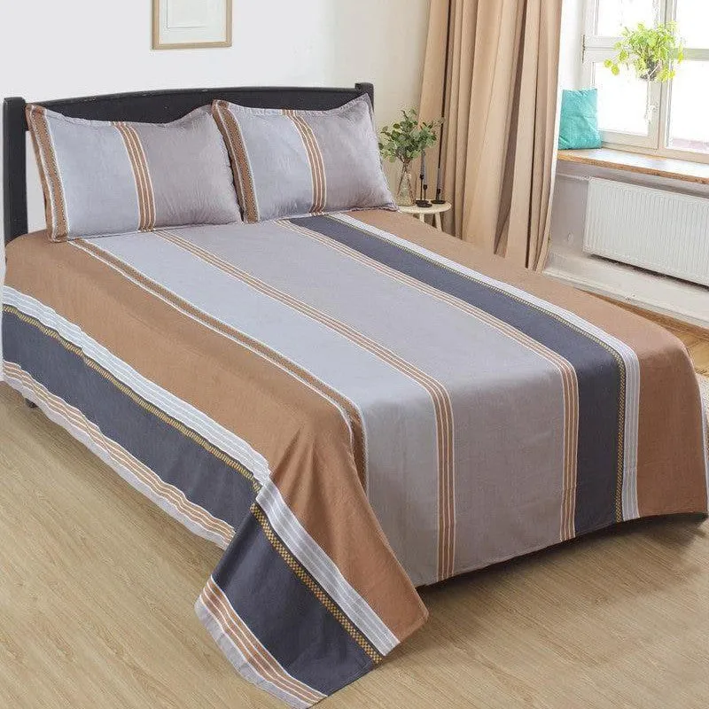 Siesta Stripes Microfiber Bedsheet (Brown) - 125 GSM media 1
