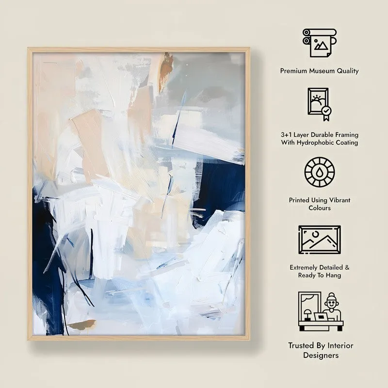 Ultramarine Flux Framed Canvas Archival Canvas Wall Painting - Natural Brown Frame media 7