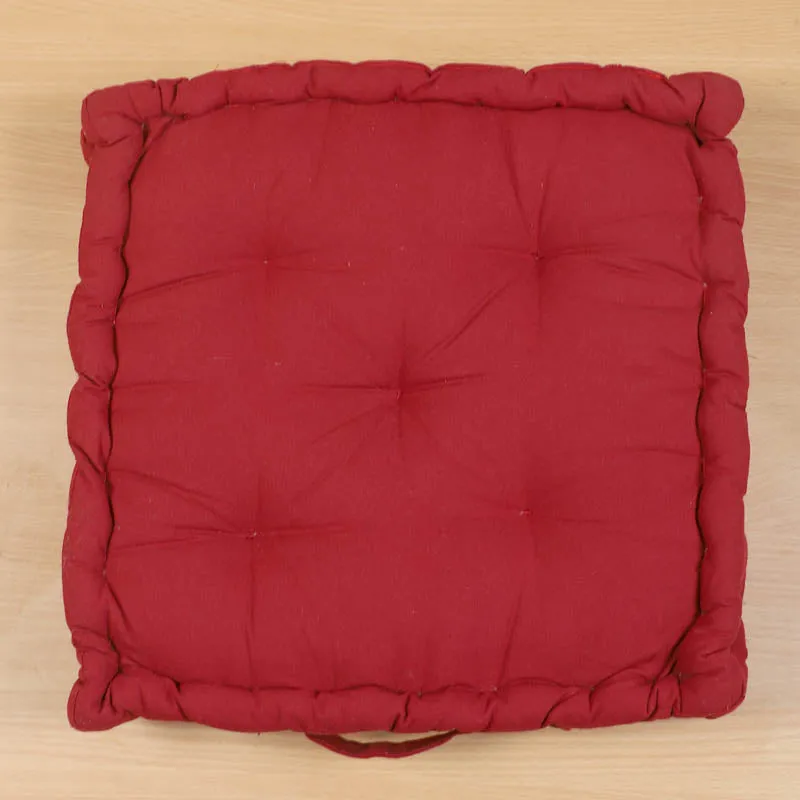Altra Solid Cotton Floor Cushion - Red media 3