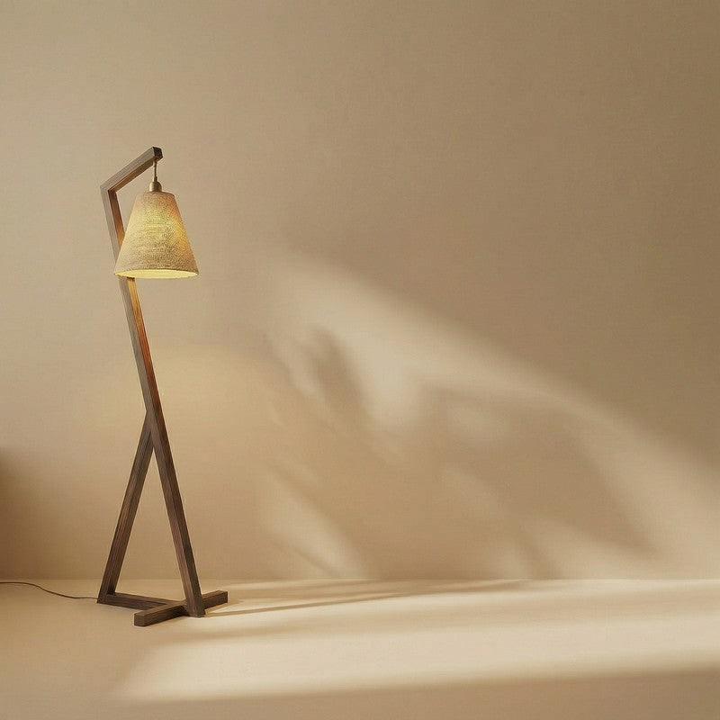 Glacienne Wooden Floor Lamp With Fabric Shade media 6