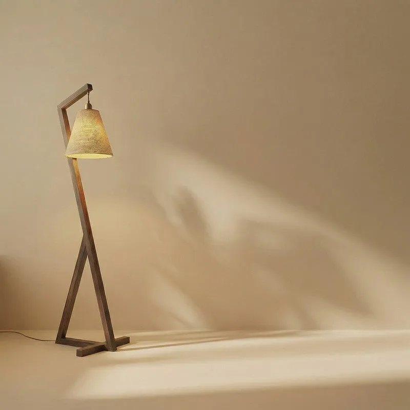Glacienne Wooden Floor Lamp With Fabric Shade media 6