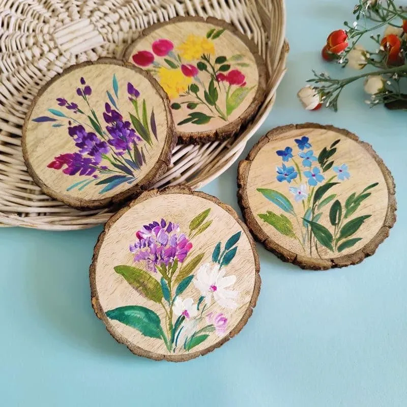 Lavender Lume Fuse Handpainted Coaster - Set Of Four media 1