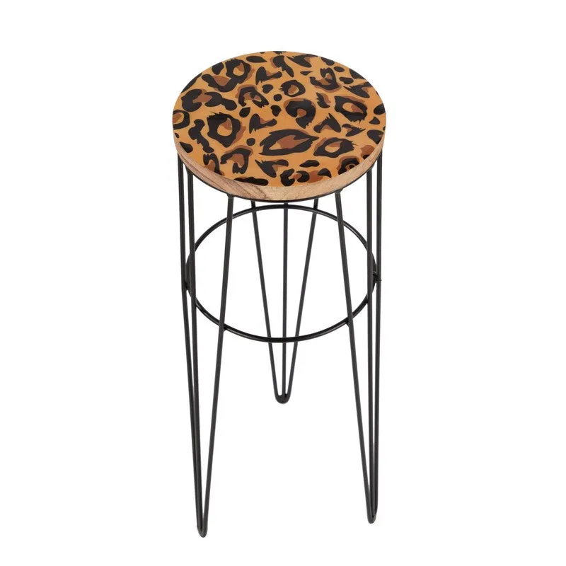 Leopard Print Accent Metal Side Table - Black media 3