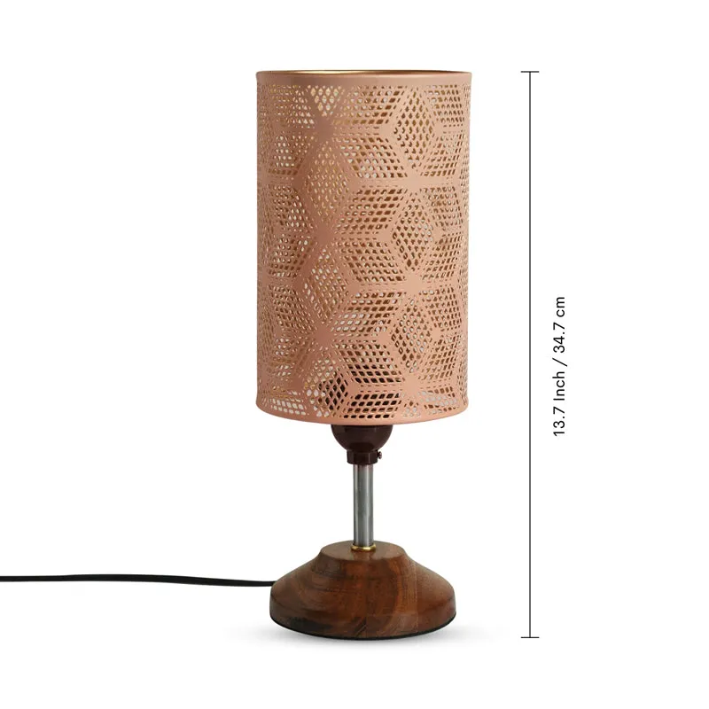 Zorya Handcrafted Iron Table Lamp - Peach,Brown media 7