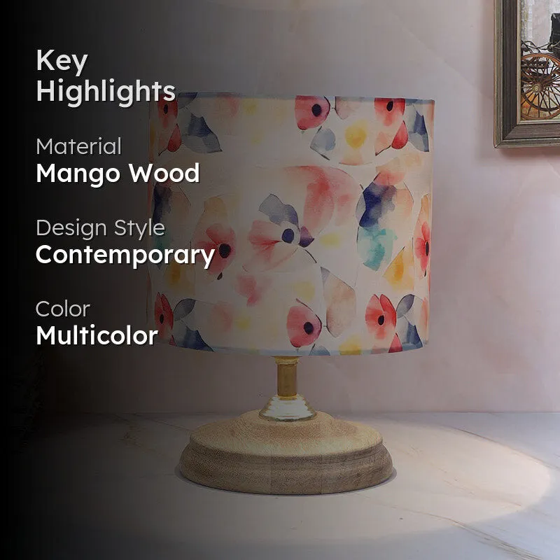 Luna Borealis Pebble Printed Mango Wood Table Lamp - Multicolor media 2