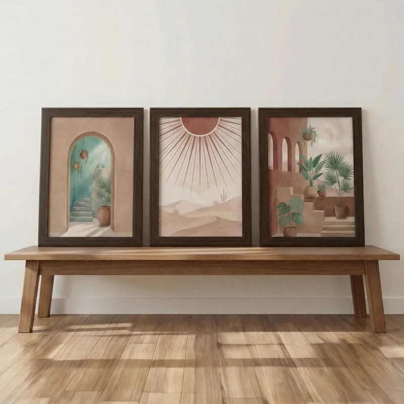 Desert Horizon & Arch Wall Painting With Frame - Set Of Three media 3