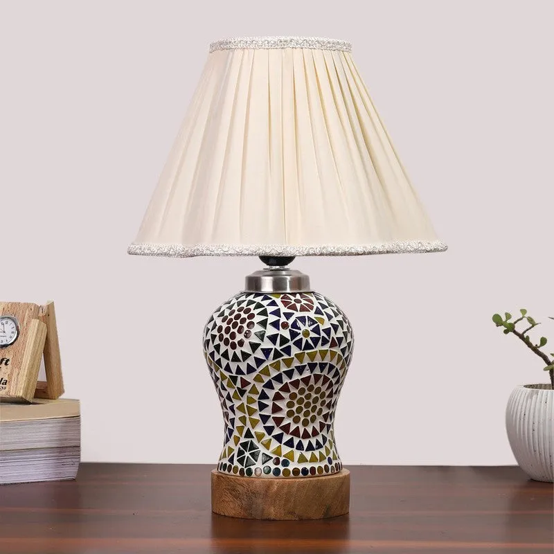Aurenique Pleated Wooden Table Lamp - Multicolor media 4