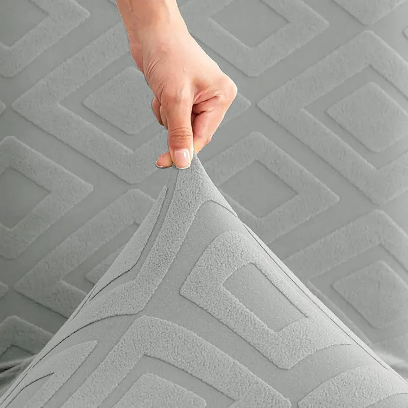 Diamante Jacquard Chair Cover (Stone Grey) - Set Of Four - 4