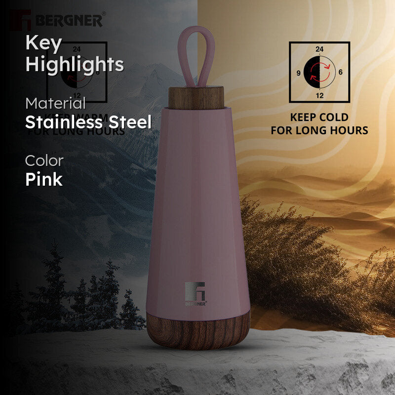 Bergner Walking Fairy Fountain Thermosteel Hot And Cold Flask (Pink) - 370 mL media 2