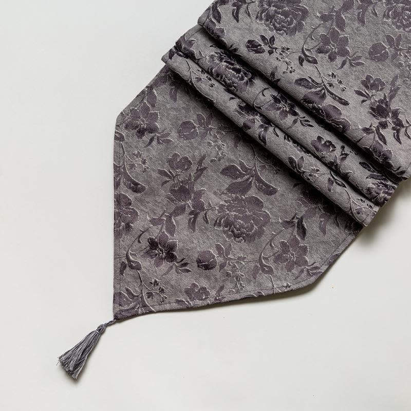 Italian Rose Jacquard Table Runner- Dark Grey media 4