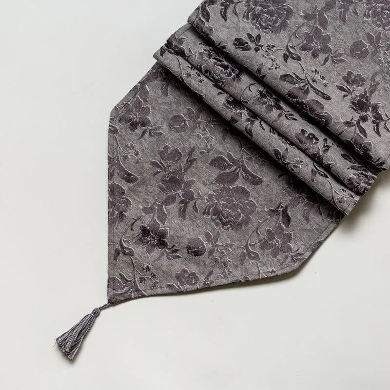 Italian Rose Jacquard Table Runner- Dark Grey media 4