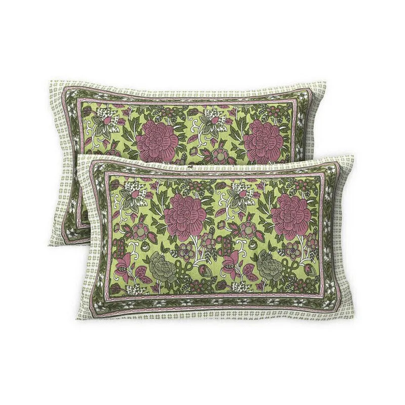 Florael Cotton Bedsheet (Green,Maroon) - 240 TC media 6