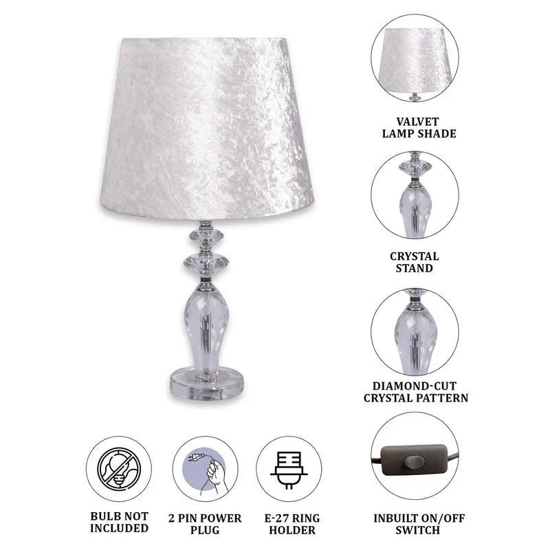 AarviDecor Harlow Decorative Fabric Table Lamp - Silver media 7