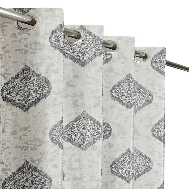 Curtique Printed Curtains (Grey) - Set Of Two media 3