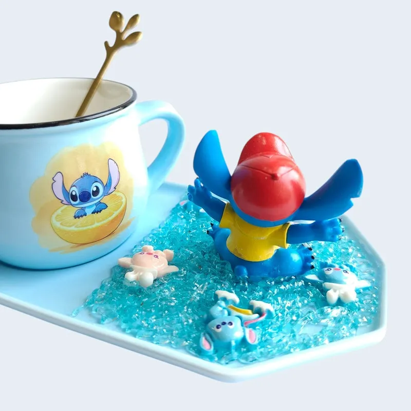 Citrus Splash Stitch Ceramic Coffee Mug With Tray (180 mL) - 9