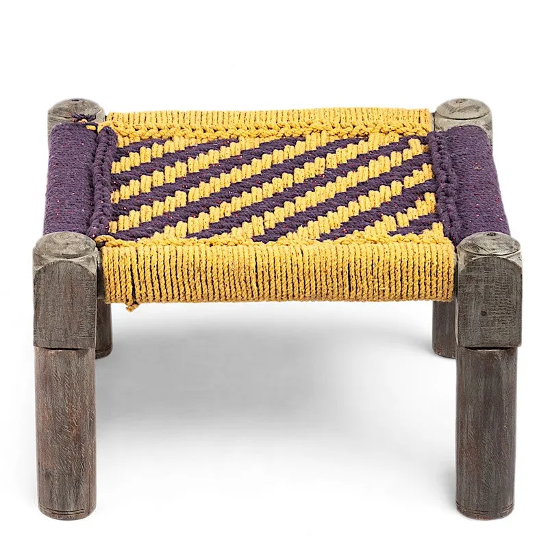 Havro Sheesham Wooden Stools (Yellow,Brown) - Set Of Two media 3
