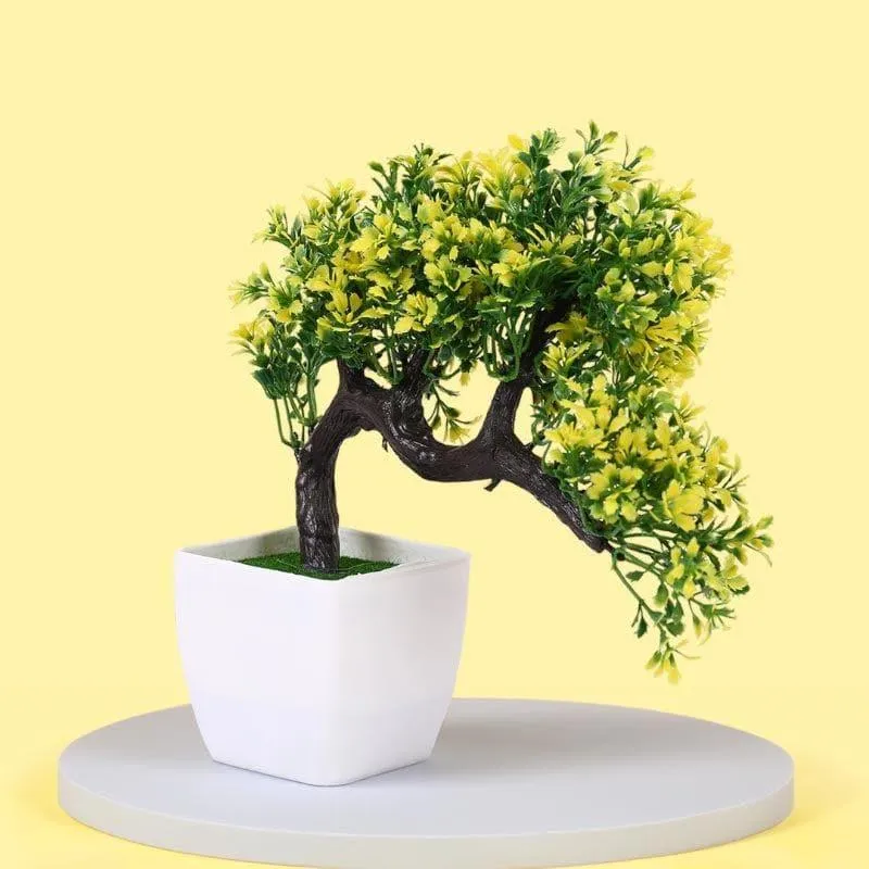 Faux Tilted Bonsai In Black Plastic Pot - 25 cms media 1