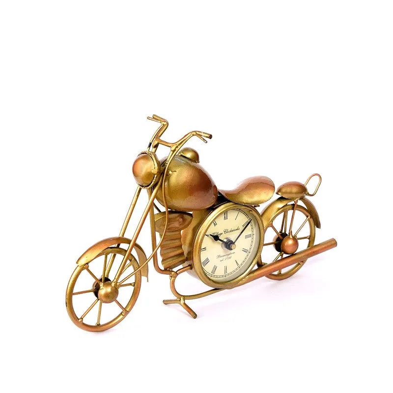 Artistic Bike Theme Accent Metal Table Clock media 4