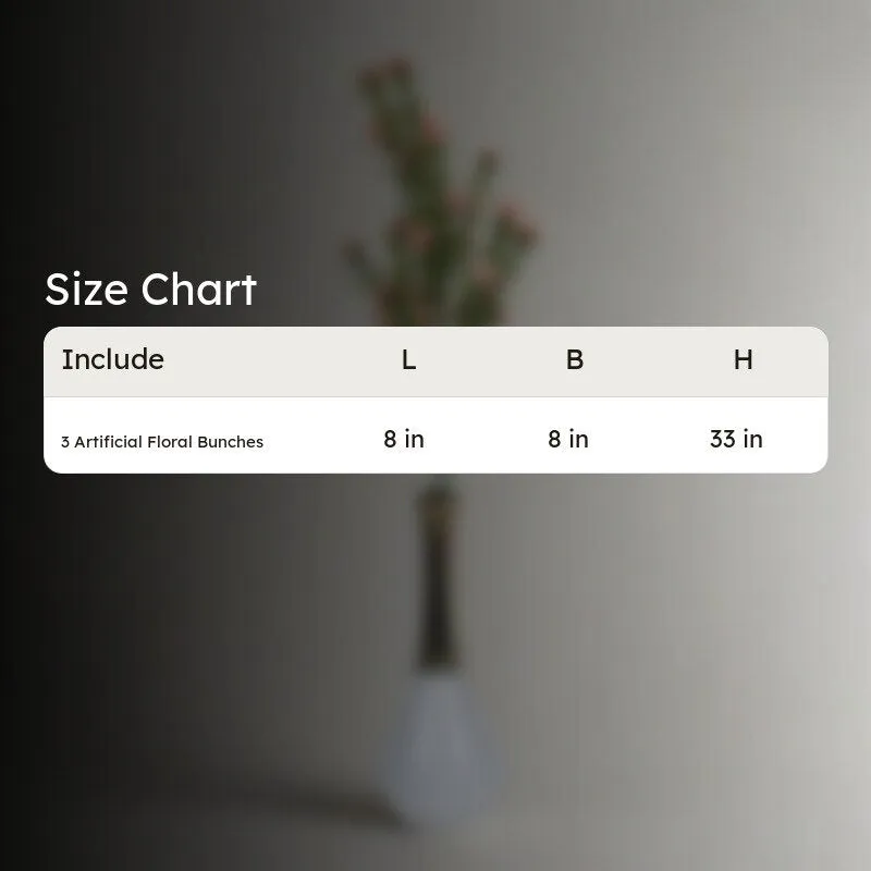 Size chart image for faux mini rose bloom bunch set