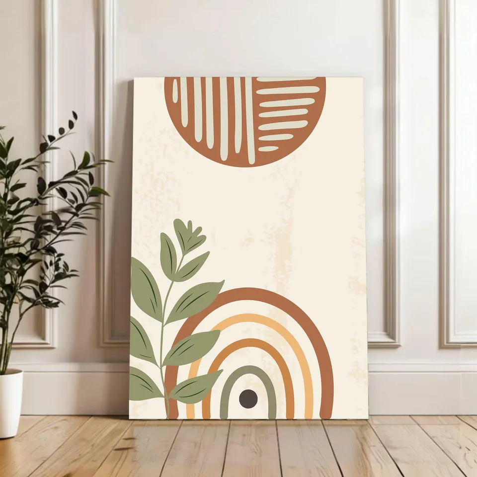 Boho Arc Botanical Cotton Canvas Wall Art media 4