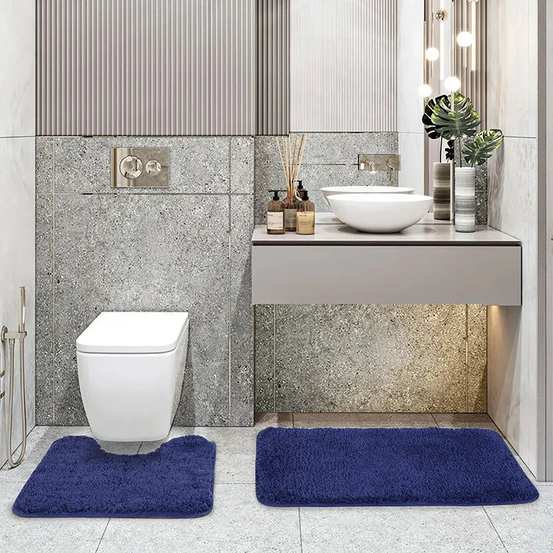 Helen Anti Skid Bath Mat & Contour Mat (Blue) - Set of Six media 3