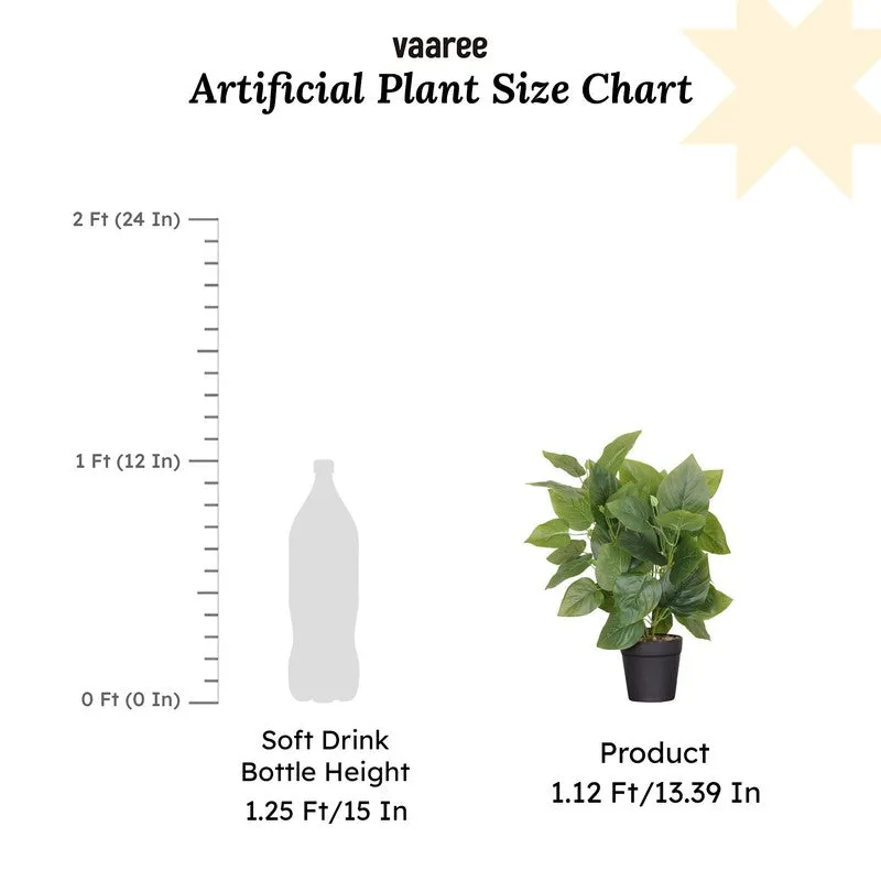 Artificial Pothos Plant With Black Fiber Pot (Green) - 1 Feet media 7