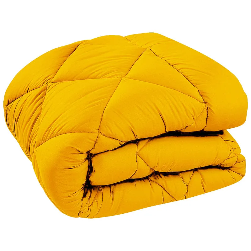 Wide Checkered Dual Color Cotton Comforter (Grey & Yellow)  - 400 GSM media 7