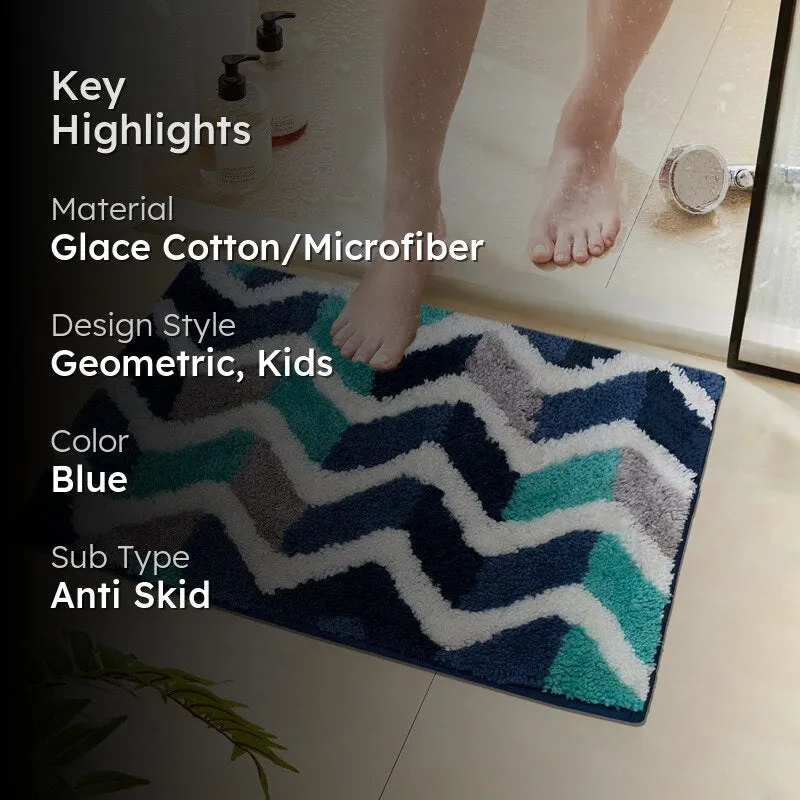 Chevra Wave Microfiber Bath Mat - Blue media 2