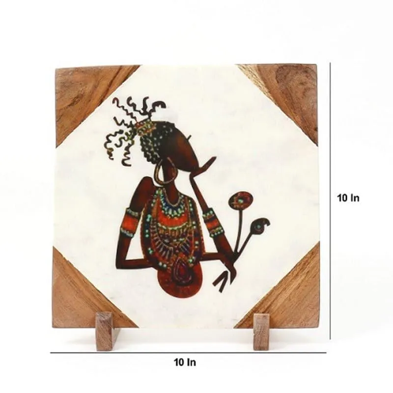 Tribal Muse Printed Marble Showpiece media 4