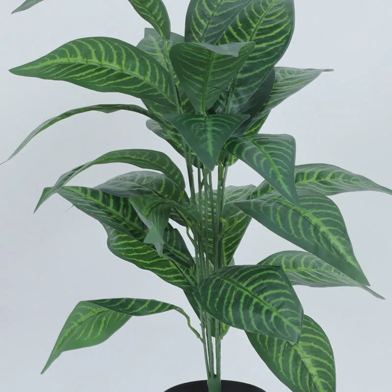 Amazonia Artificial Green Croton Plant With Black Plastic Pot - 2.3 Feet media 5
