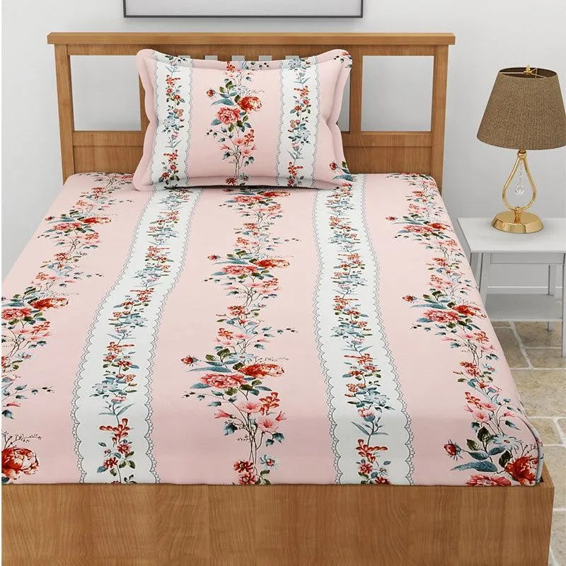 Zambak Floral Microfiber Bedsheet (Rose Pink) - 110 GSM media 1